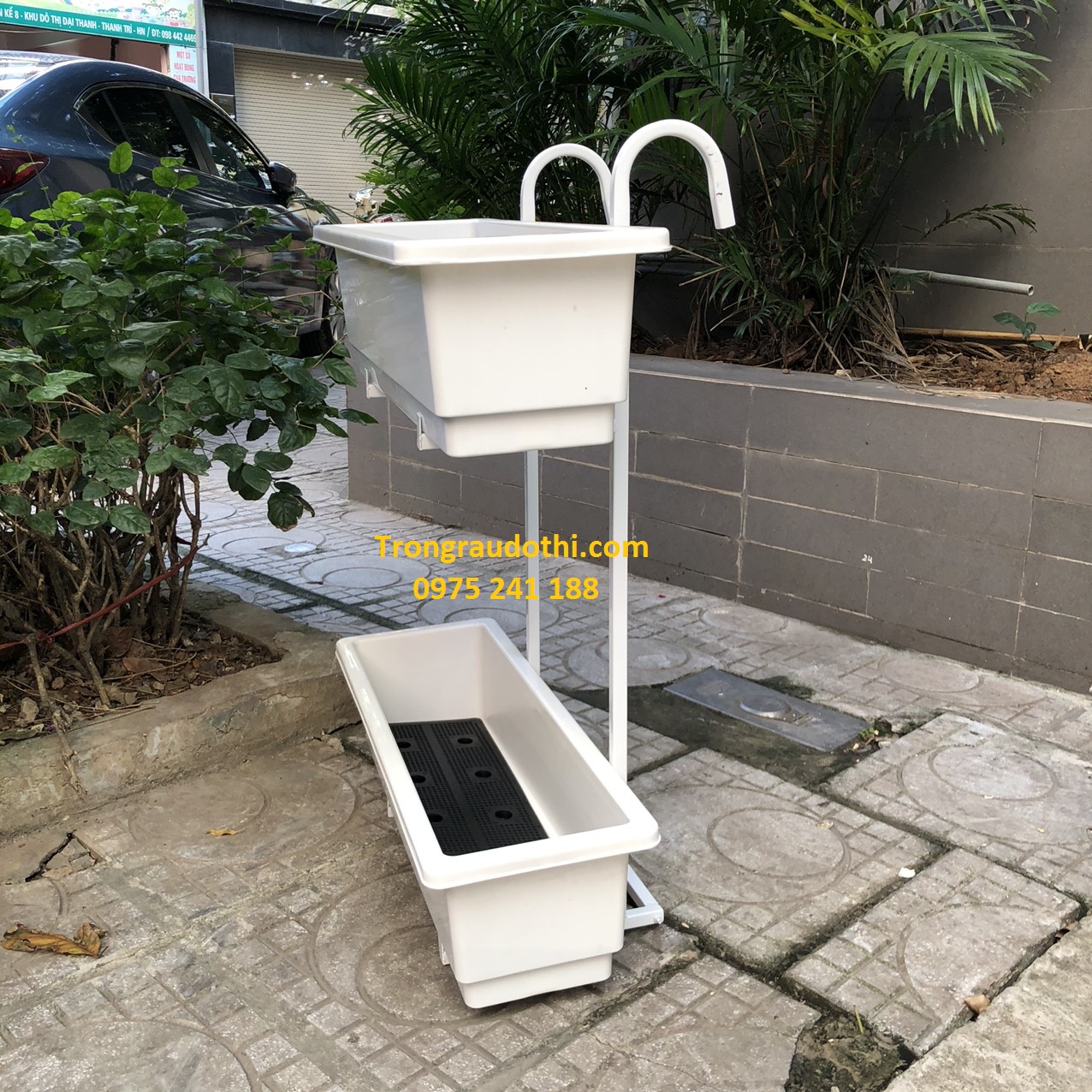 Móc treo ban công 2 tầng màu trắng